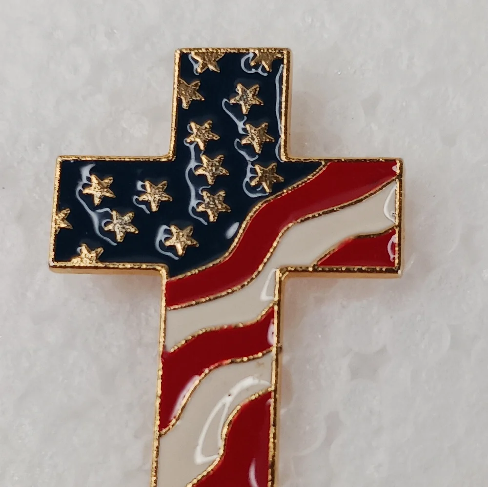 Lapel Pin American Flag Cross Vintage